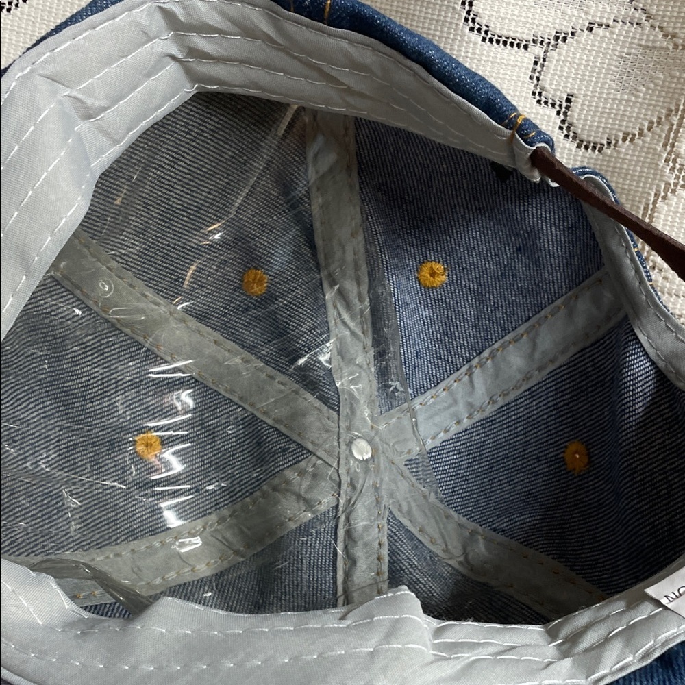 New With Tag Blue Denim Cap with Red and Yellow Embroidery Roses - Picture 3 of 7